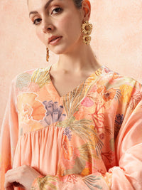 all about you Floral Printed Empire Kurta with Palazzos & With Dupatta