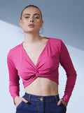 STREET 9 V-Neck Crop Knot Top