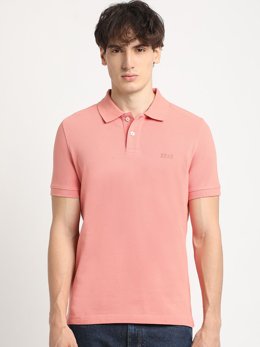THE BEAR HOUSE Polo Collar Pure Cotton Slim Fit T-shirt