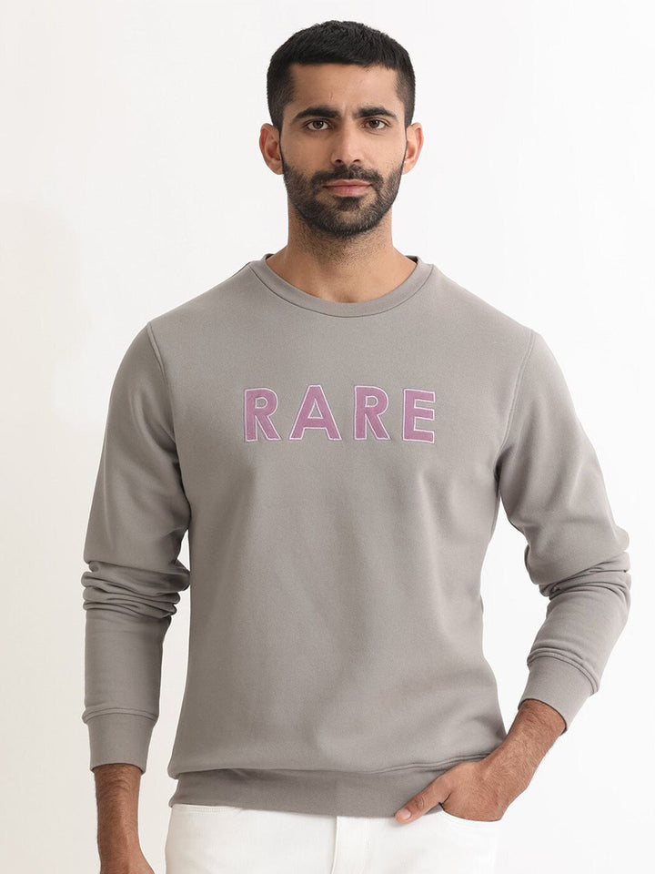 RARE RABBIT Men Robbs Logo Print Round Neck Sweatshirt