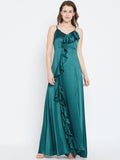 Berrylush Women Teal Blue Solid Maxi Dress