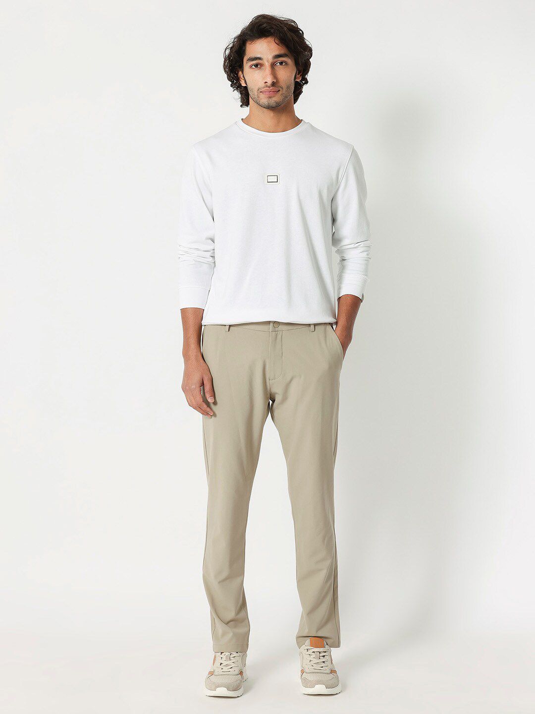 RARE RABBIT Men Glitch Round Neck Sweatshirt