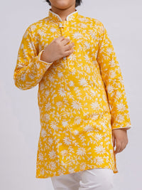 VASTRAMAY Boys Floral Printed Regular Pure Cotton Kurta with Pyjamas