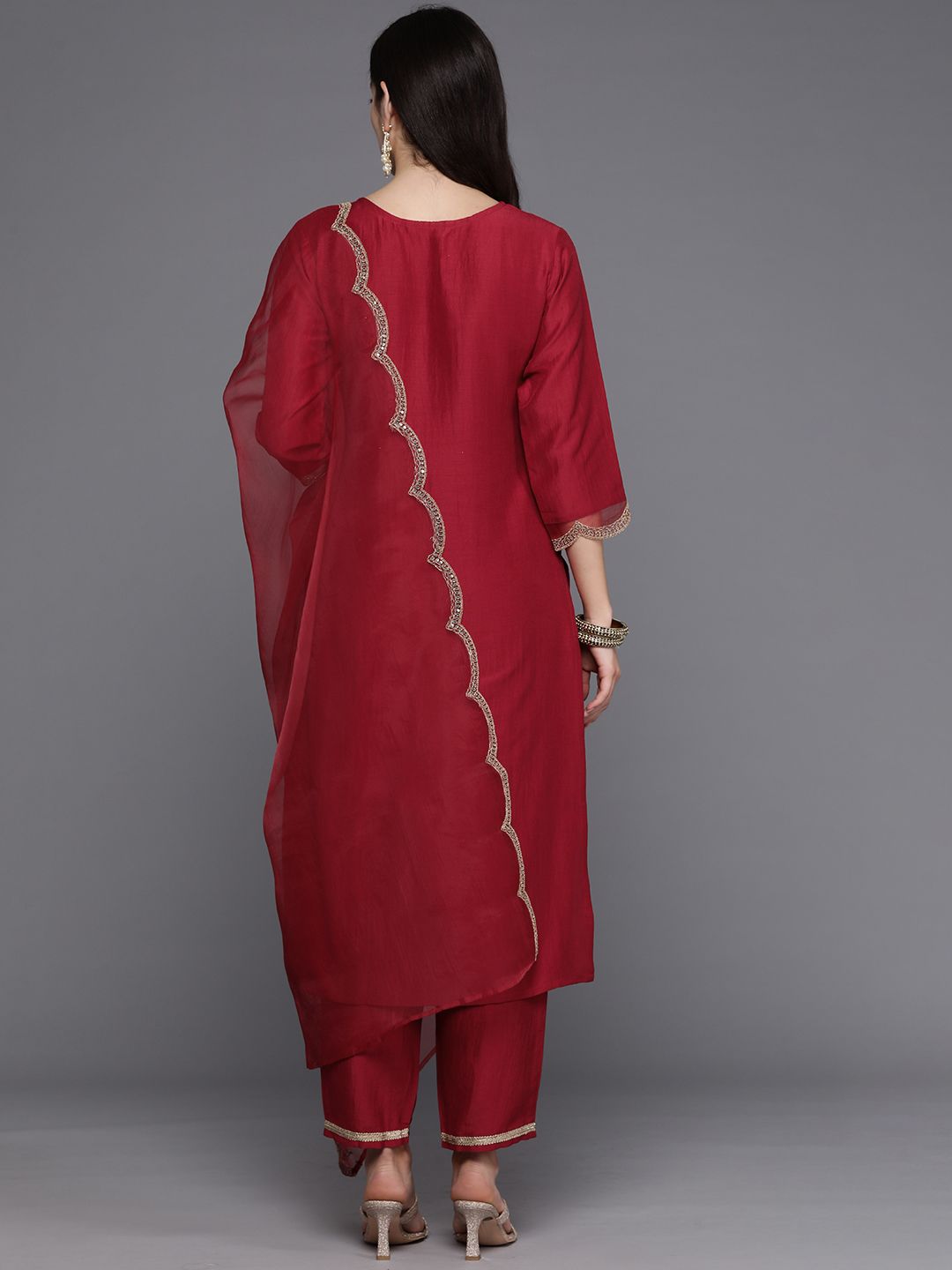 Indo Era Women Floral Yoke Design Regular Kurta with Trousers & With Dupatta