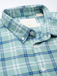 THE BEAR HOUSE Men Blue Slim Fit Tartan Checks Checked Casual Shirt