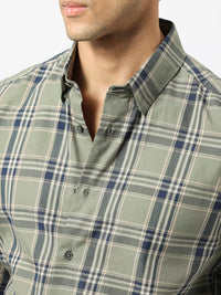RARE RABBIT Men Torrey Slim Fit Tartan Checked Cotton Shirt