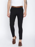 DENNISON Men Black Comfort Tapered Fit Cropped Trousers