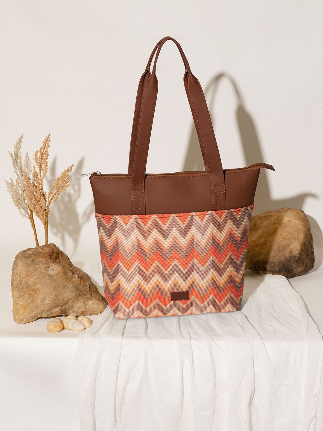 ZOUK Geometric Printed Shopper Tote Bag