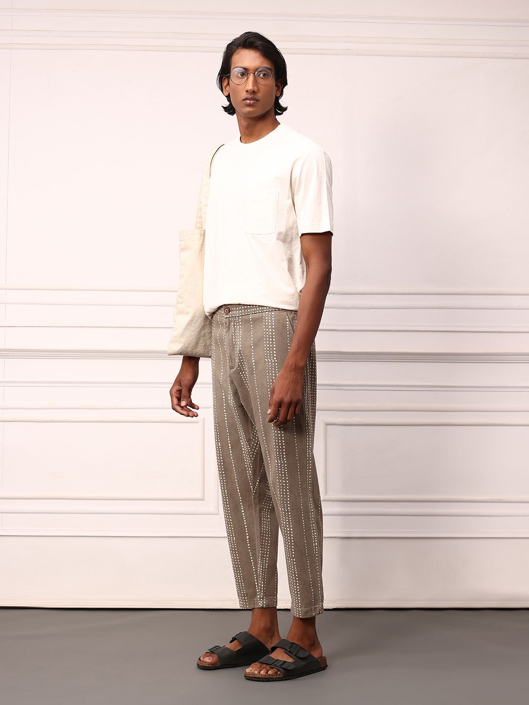 Mr Bowerbird Men Printed Pure Cotton Liberal Fit Trousers With a Notepad