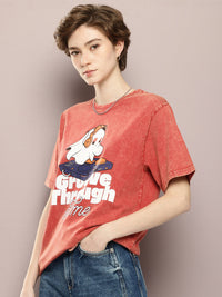 DILLINGER Graphic Printed Washed Effect Oversized Pure Cotton T-shirt