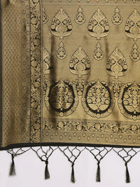 Saree mall Black & Gold-Toned Ethnic Motifs Zari Silk Blend Banarasi Sarees