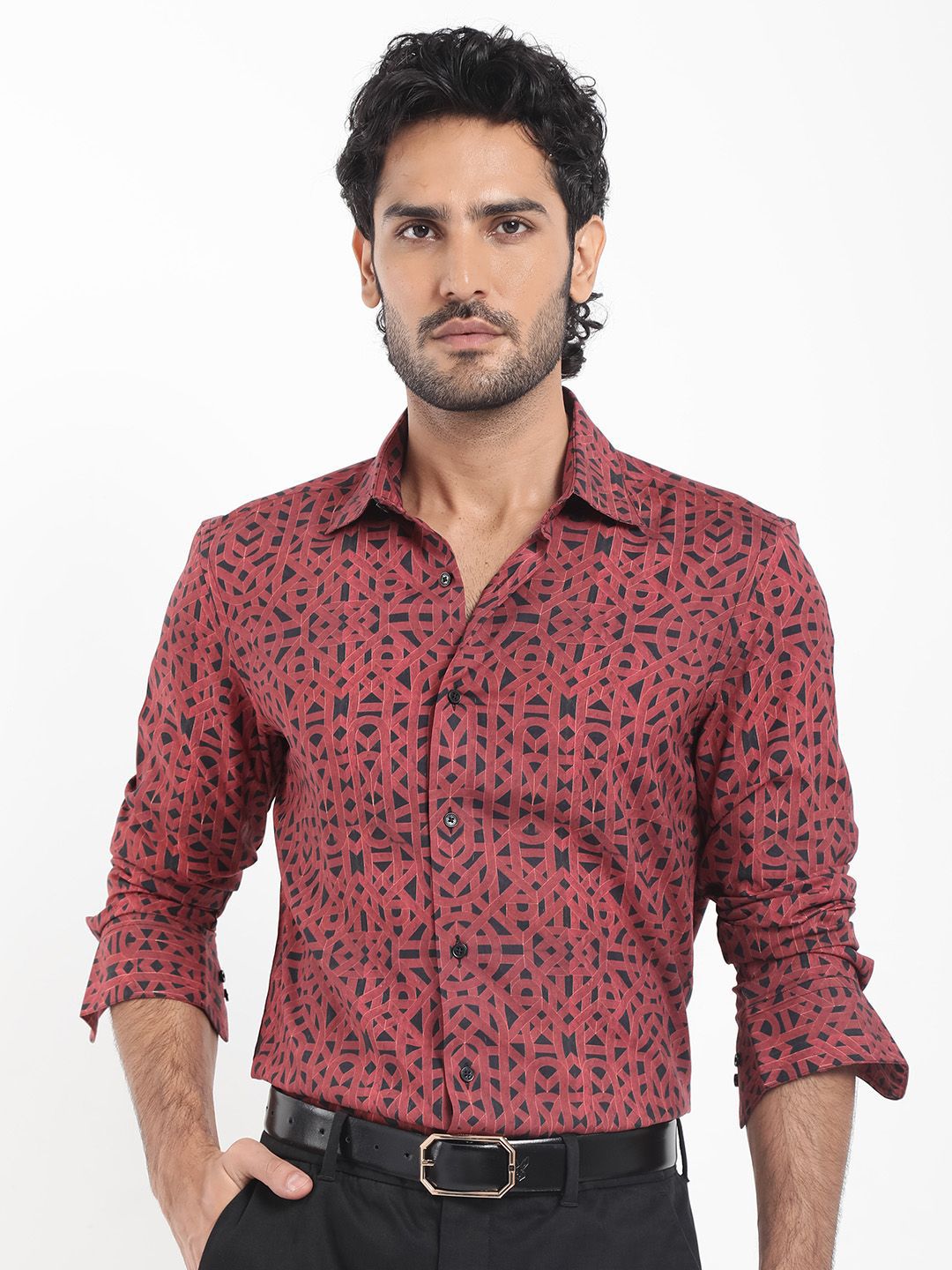 RARE RABBIT Men Betel Regular Fit Geometric Printed Shirt