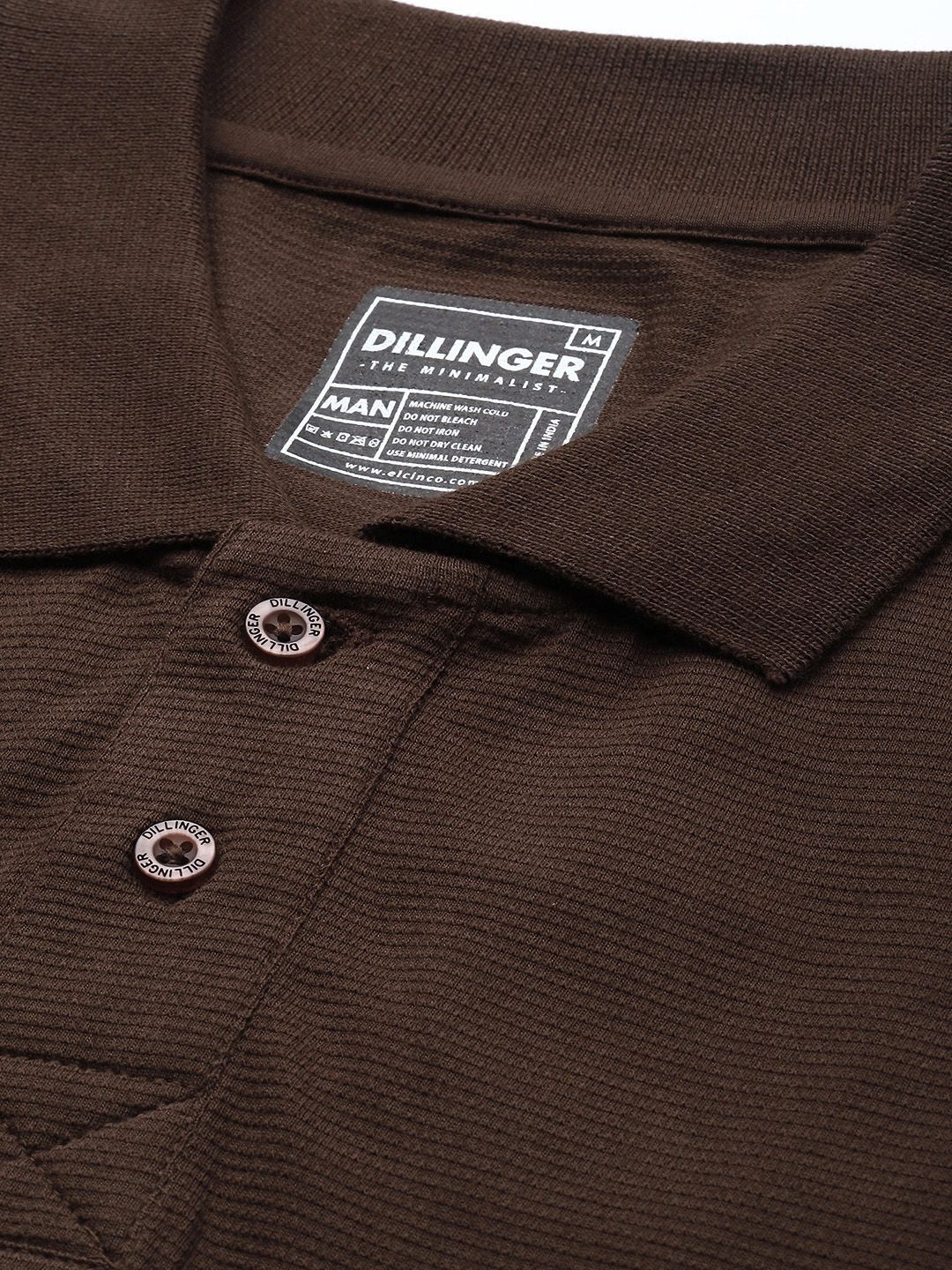 DILLINGER Men Solid Honeycomb Structure Oversized Pure Cotton Polo T-Shirt