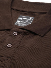 DILLINGER Men Solid Honeycomb Structure Oversized Pure Cotton Polo T-Shirt