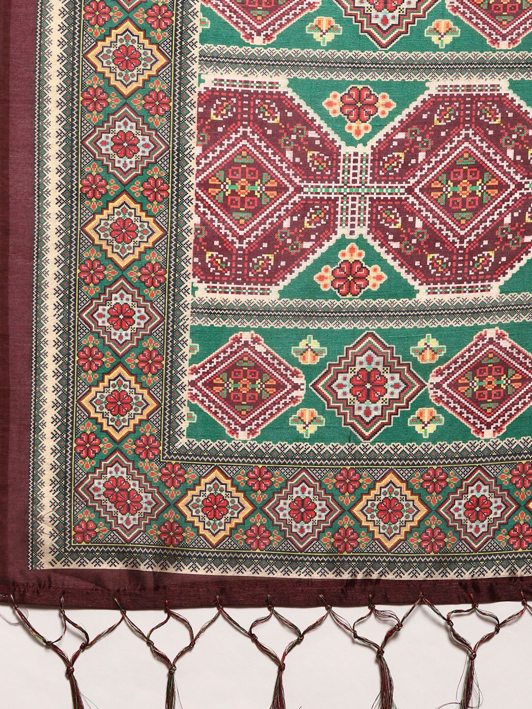 Saree mall Maroon & Green Silk Blend Sarees