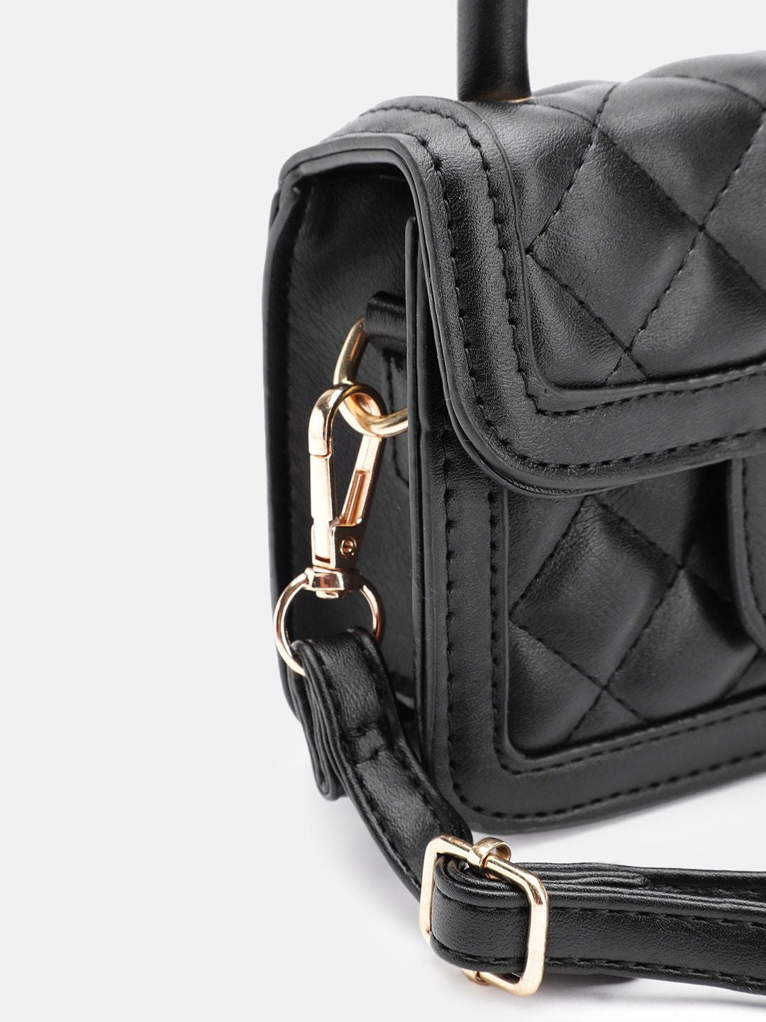 DressBerry Structured Quilted Satchel Bag