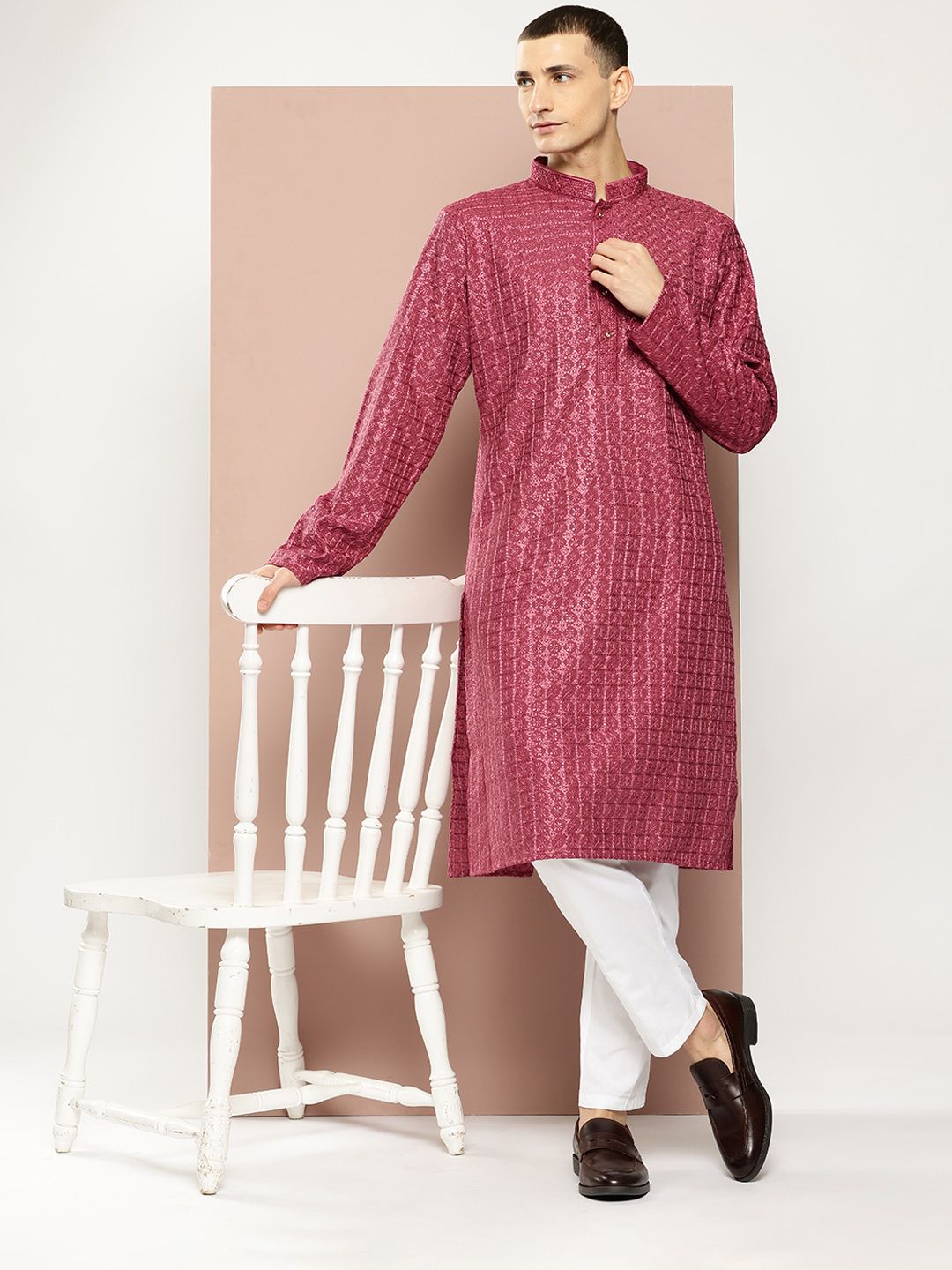 See Designs Men Embroidered Sequinned Kurta with Pyjamas