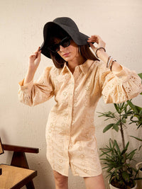 SASSAFRAS Schiffli Shirt Dress