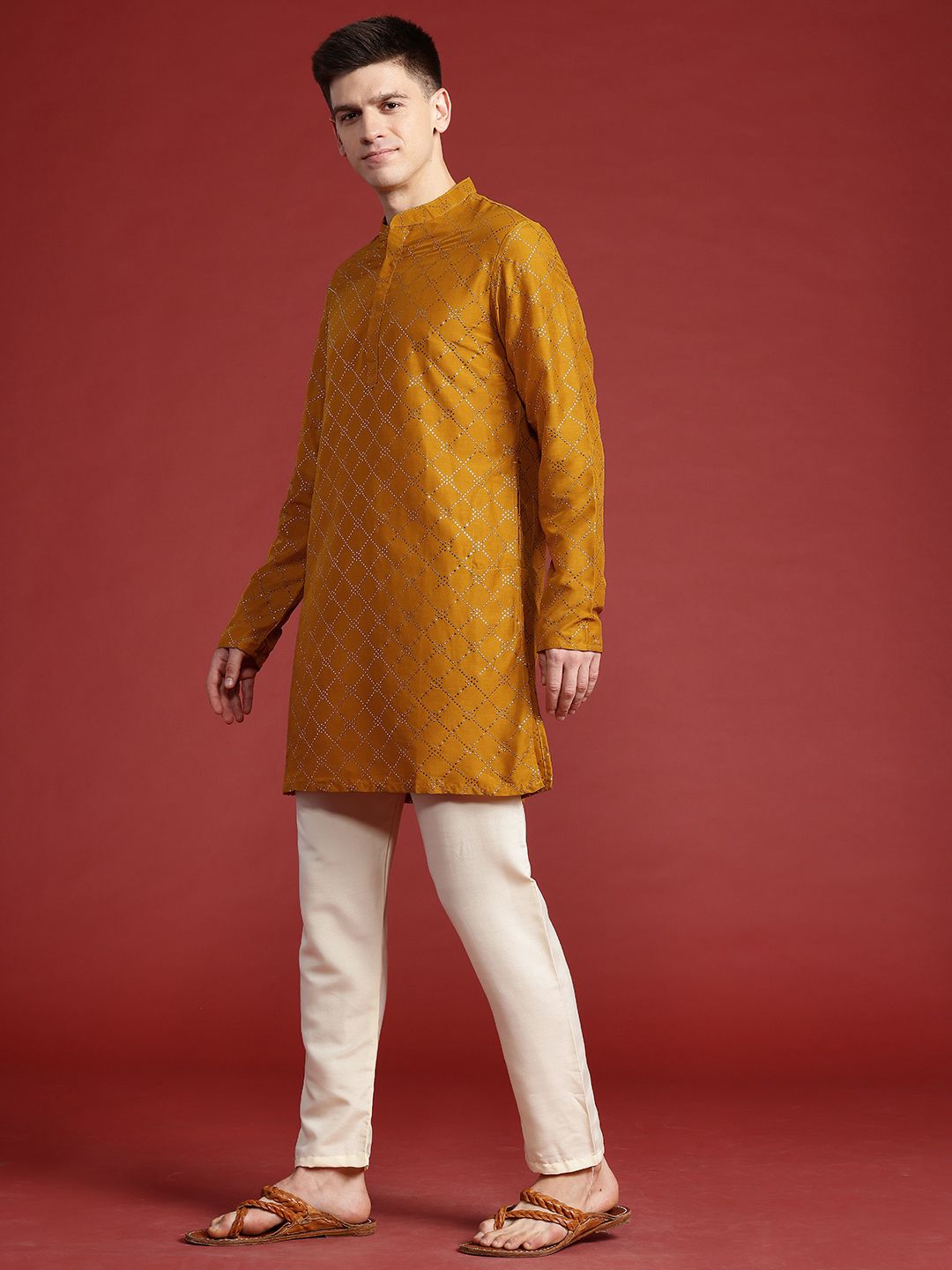 Anouk Printed Regular Mukaish Kurta with Trousers