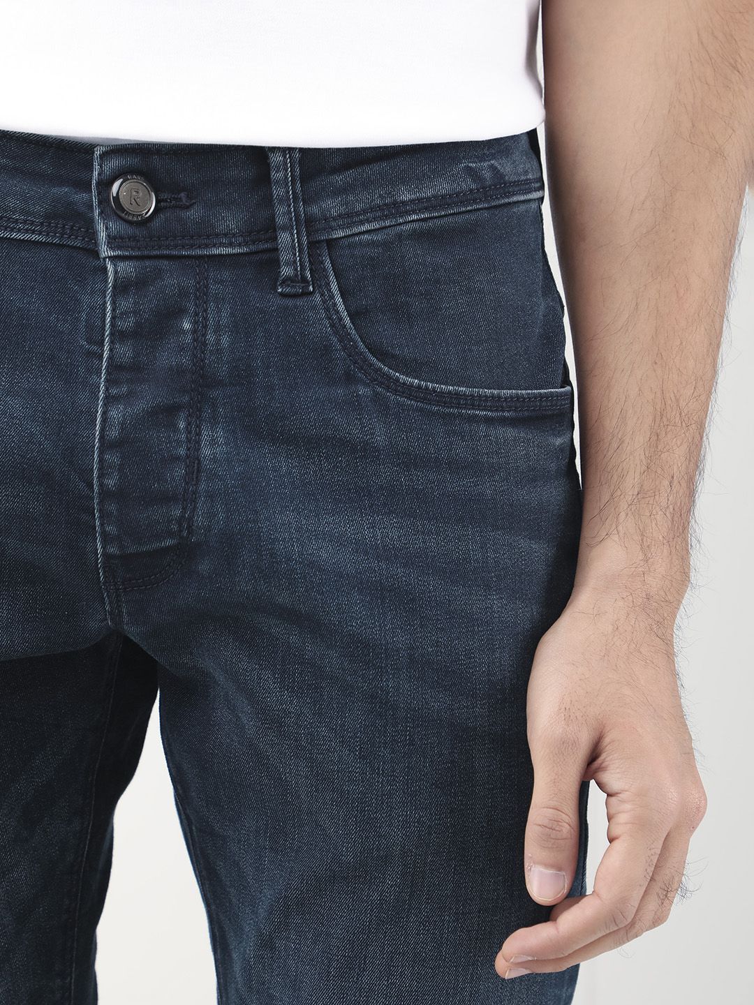 RARE RABBIT Men Yoshi Regular Fit Mid-Rise Cotton Jeans