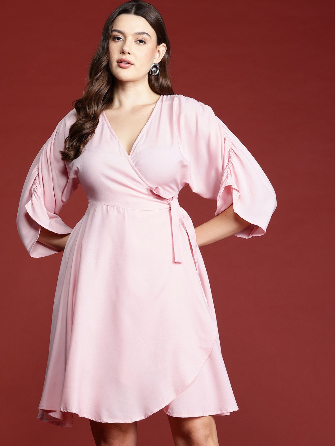 all about you Flared Sleeve Wrap Dress