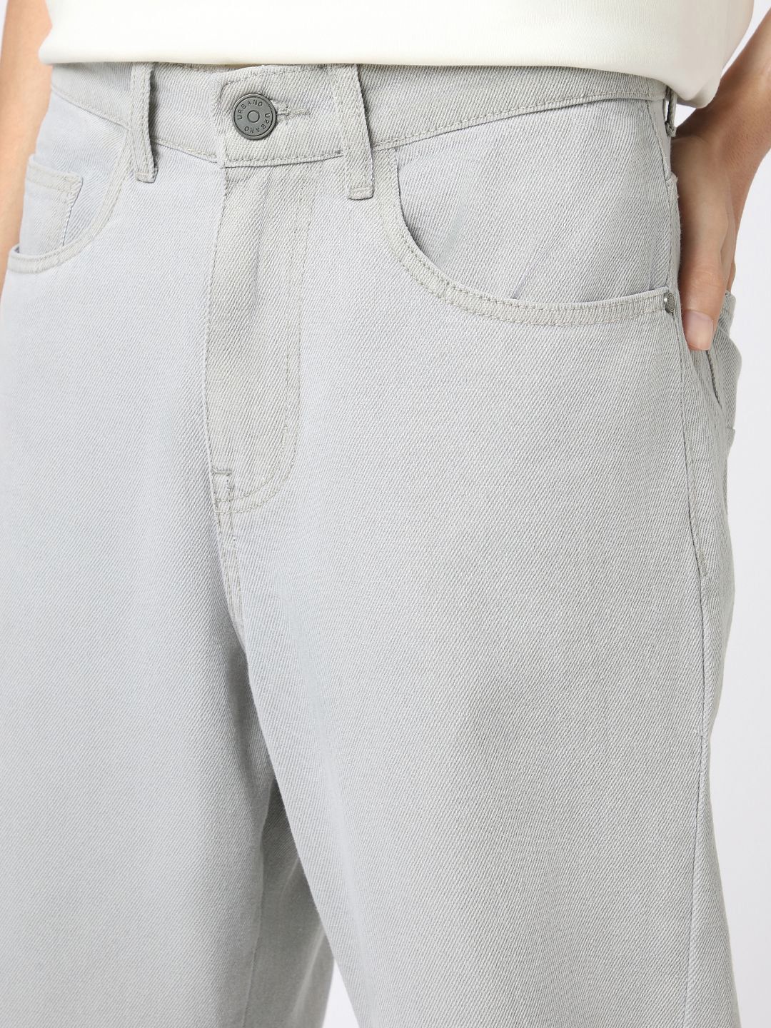 Urbano Fashion Men's Ice Grey Loose Baggy Fit Washed Jeans Non-Stretchable