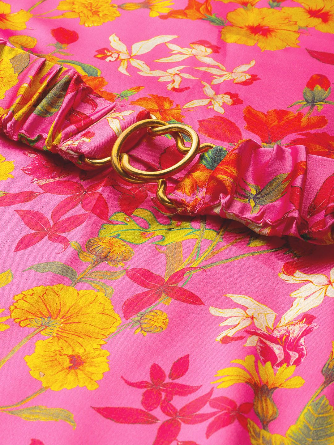 all about you Floral Print Satin A-Line Midi Dress