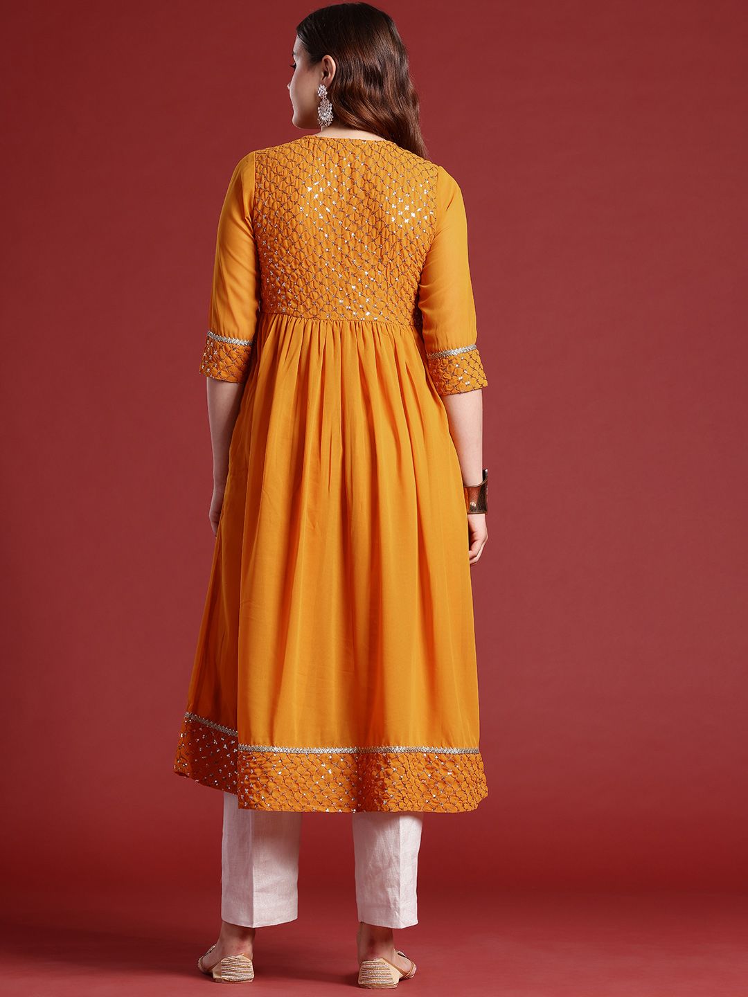 Anouk Yoke Design Sequinned A-Line Kurta