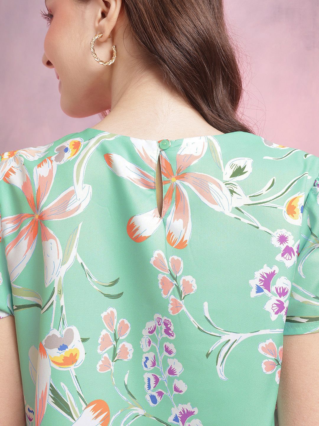 DressBerry Floral Print Puff Sleeves Top