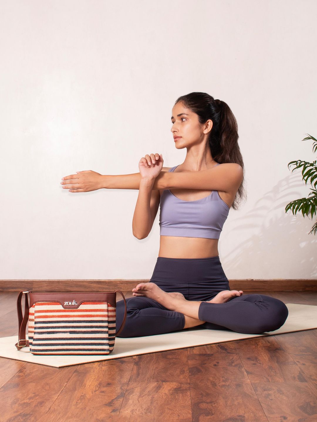 ZOUK Striped Structured Sling Bag