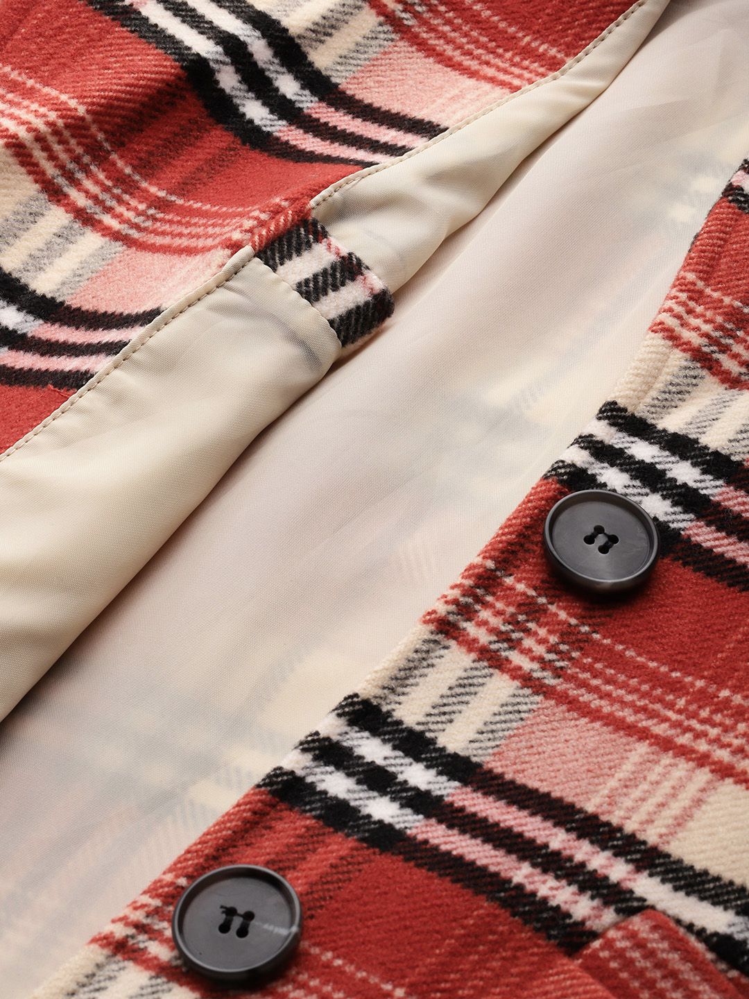 DressBerry Checked Single-Breasted Longline Overcoat