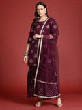 Anouk Tyohaar Foil Print Kurta with Sharara & Dupatta
