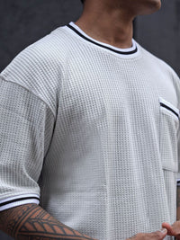 Powerlook Men Pockets Round Neck Solid Oversized T-shirt