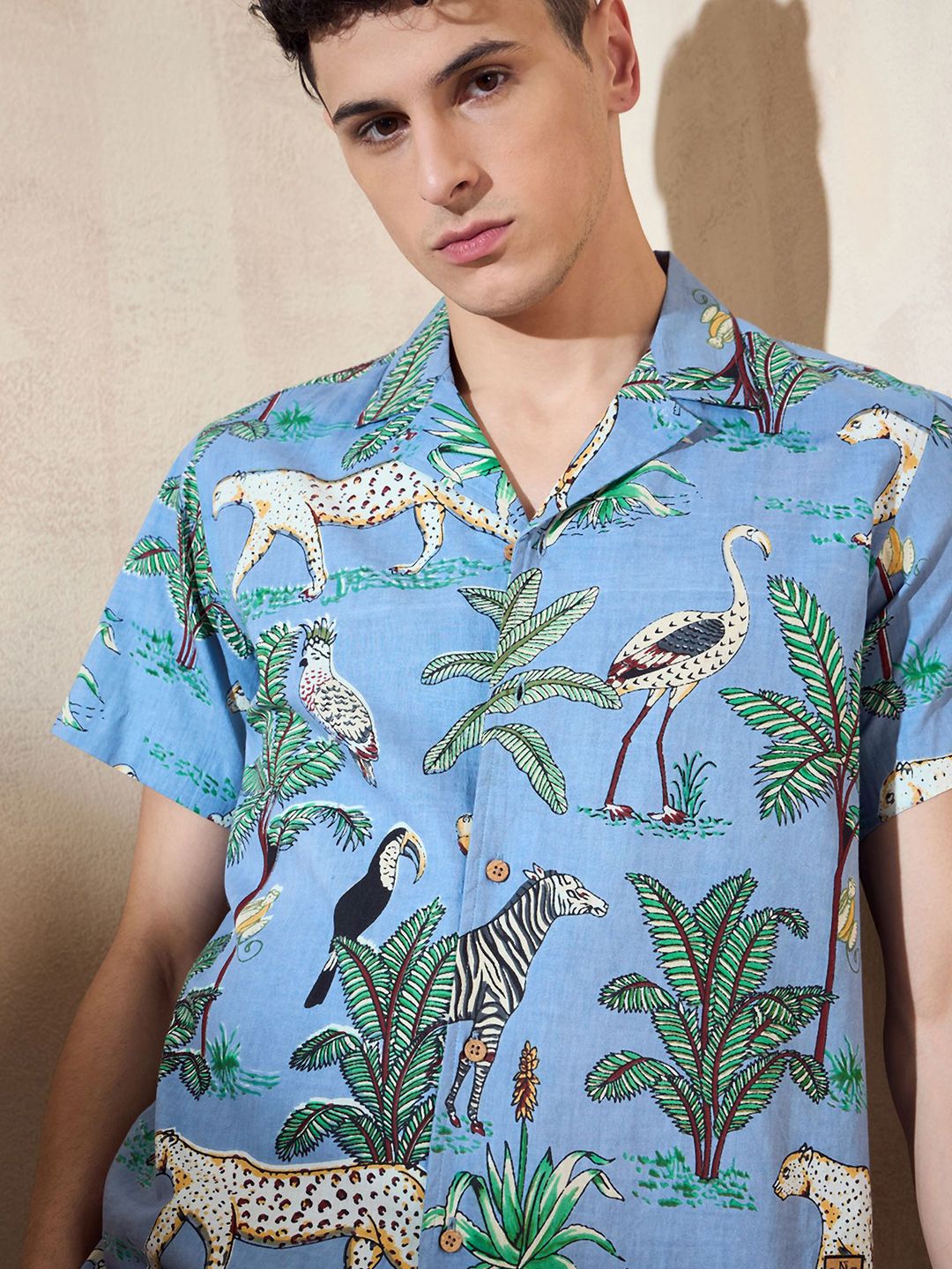 Baju Kasual Bersaiz Besar Bercetak Tropika DENNISON