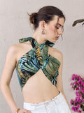 Berrylush Tropical Printed Bralette Crop Top