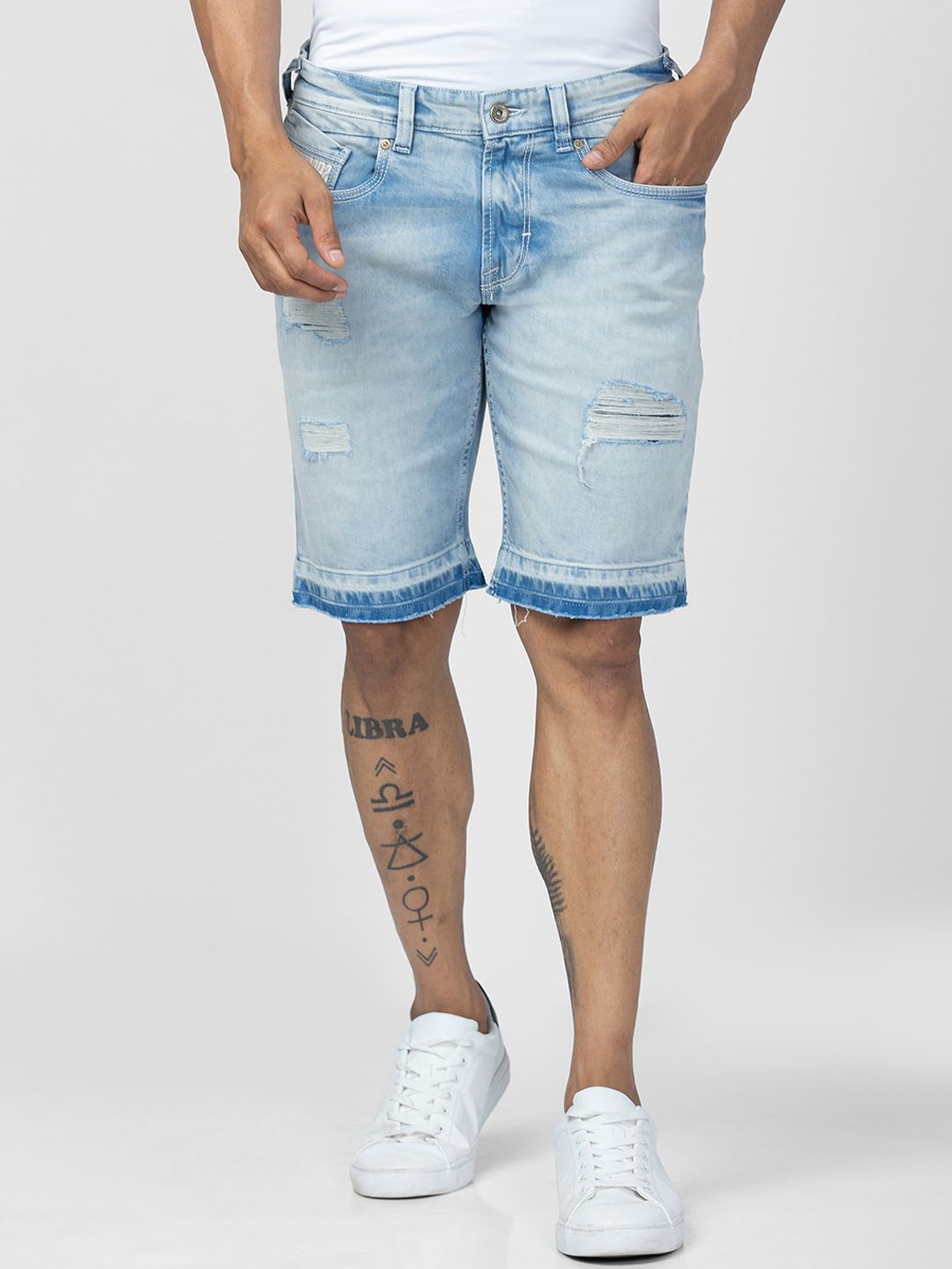 SPYKAR Men Washed Cotton Regular Fit Denim Shorts