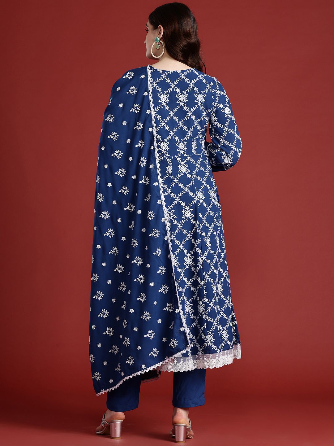 Anouk Floral Print Kurta with Trousers & Dupatta