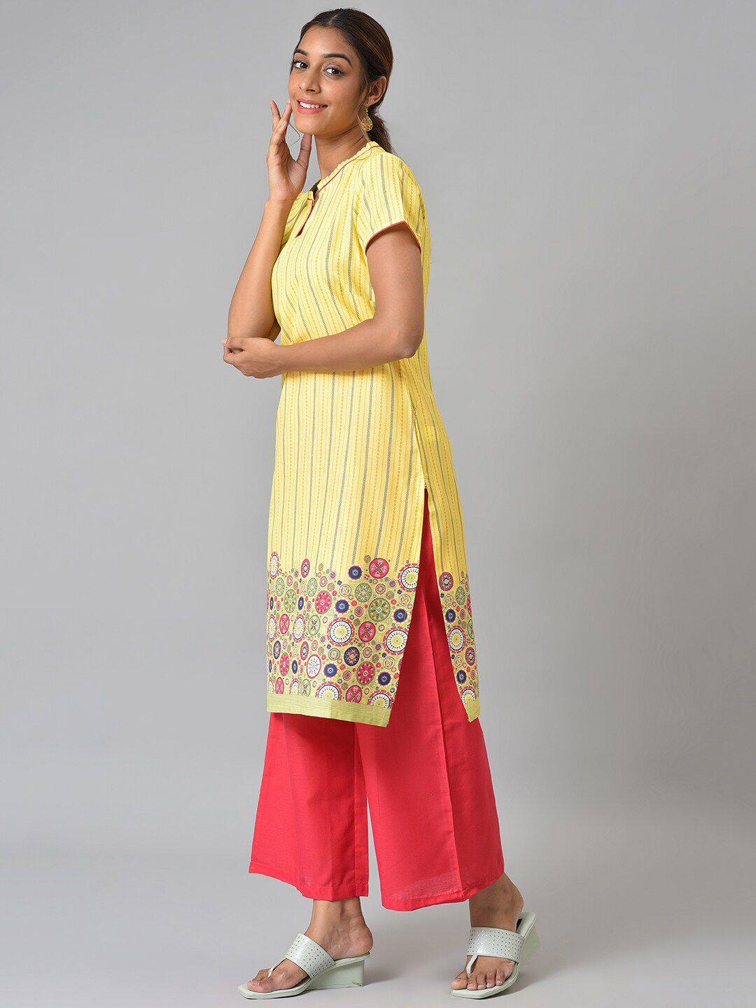 Aurelia Women Printed Rayon Kurta Set with Palazzos