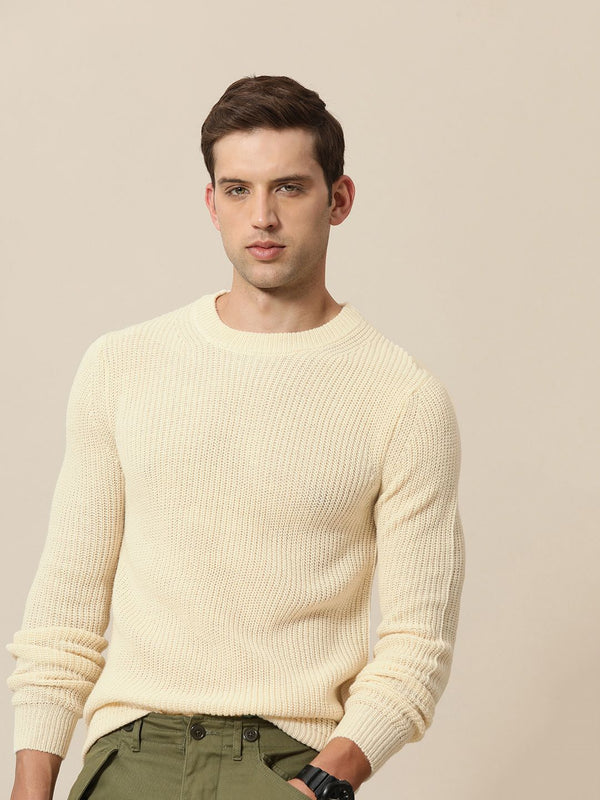 Mr Bowerbird Men Solid Ribbed Tailored Fit Pullover
