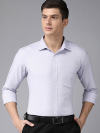 Park Avenue Men Light Purple Self Design Slim Fit Pure Cotton Formal Shirt