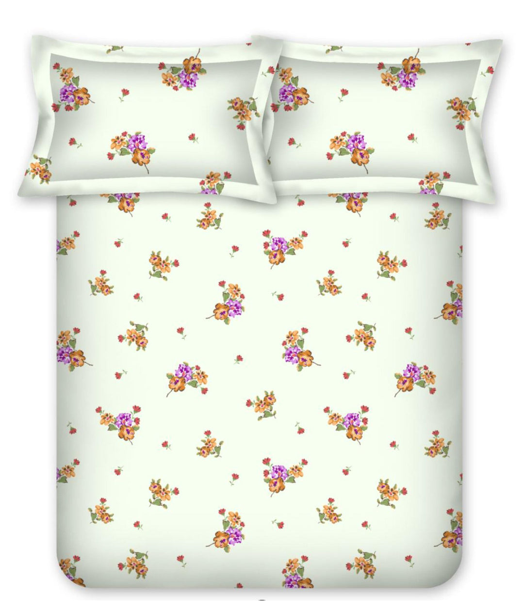 BOMBAY DYEING Green & Magenta Floral Pure Cotton 164 TC Queen Bedsheet With 2 Pillow Covers