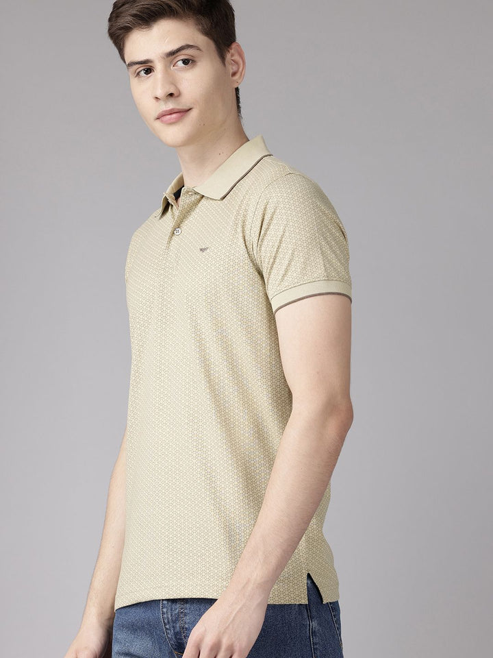 Park Avenue Micro Printed Polo Collar Slim Fit T-shirt