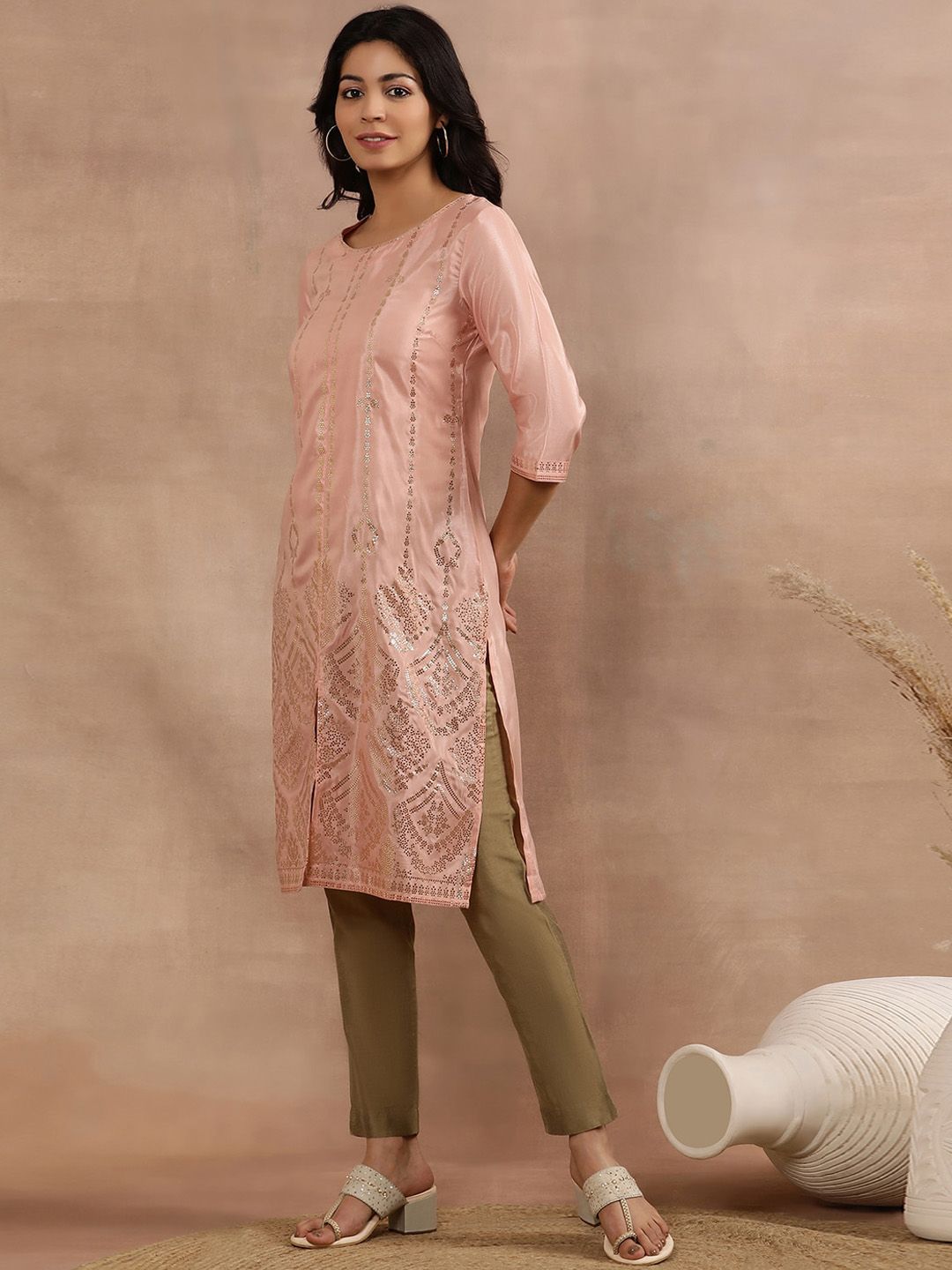 W Printed Regular Sequinned Kurta with Trouser