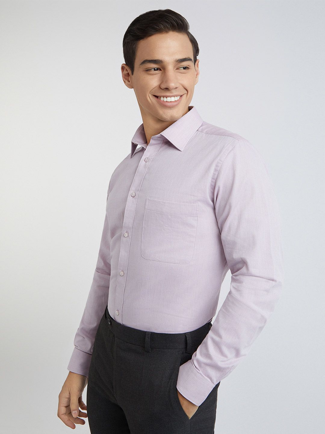 Raymond Self Design Slim Fit Pure Cotton Formal Shirt