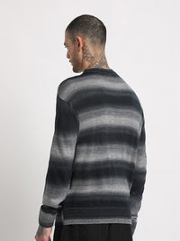 THE BEAR HOUSE Striped Drop-Shoulder Sleeves Acrylic Pullover Sweatshirt