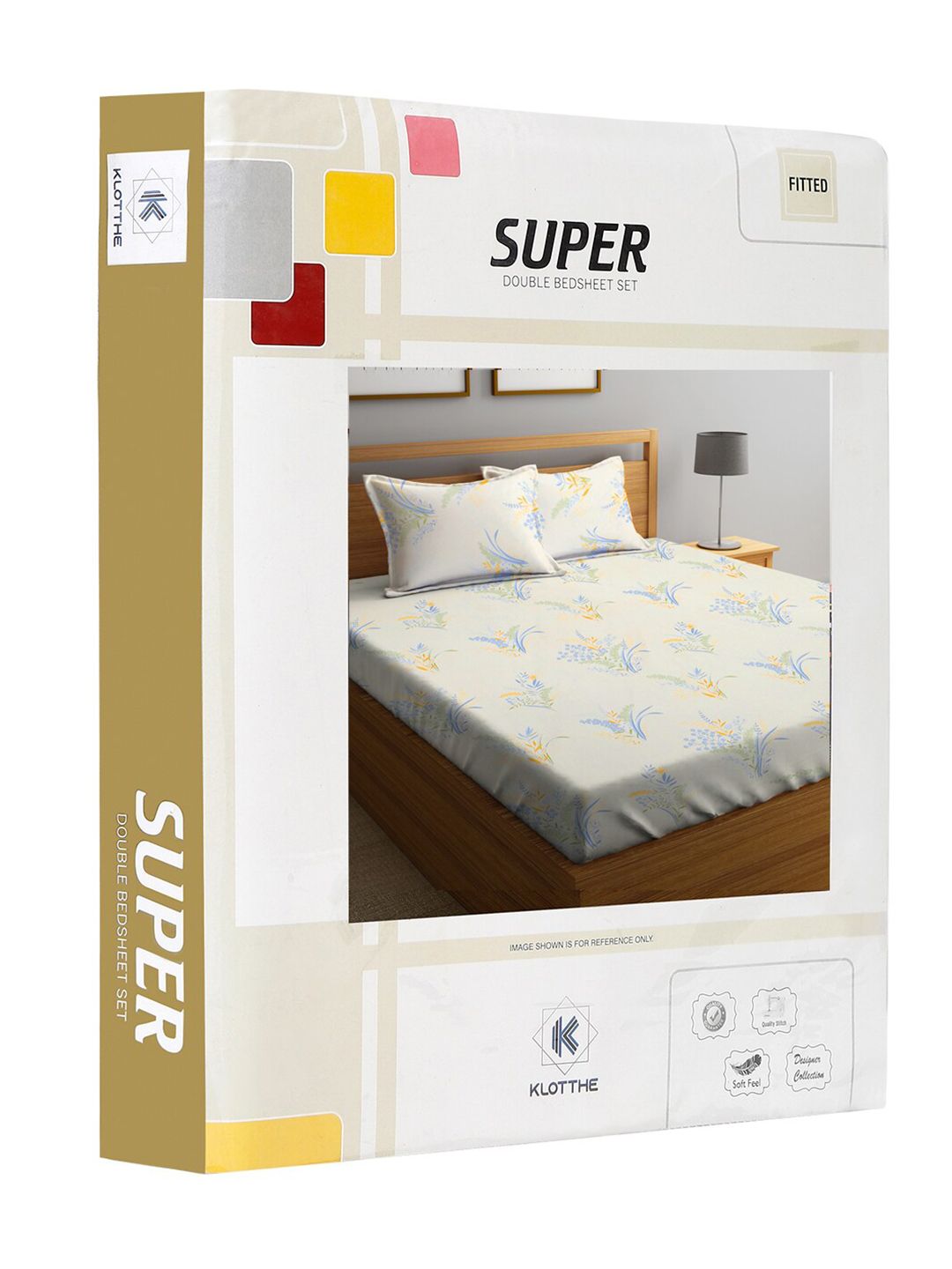 KLOTTHE Pelbagai Warna Kapas Bunga Tanpa Kedutan 300 TC Cadar King Halus Dipasang dengan 2 Sarung Bantal-98 x 87 inci