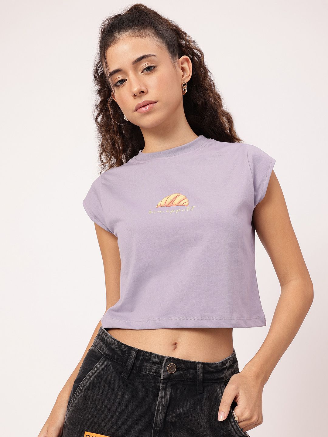 DressBerry Sweet Buns Cap Sleeves Crop Tee