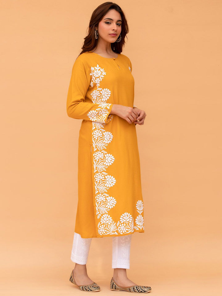 HOUSE OF KARI Ethnic Motifs Embroidered Keyhole Neck Handloom Kurta