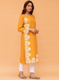 HOUSE OF KARI Ethnic Motifs Embroidered Keyhole Neck Handloom Kurta