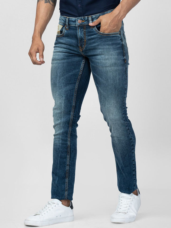 SPYKAR Men Slim Fit Low-Rise Low Distress Heavy Fade Jeans